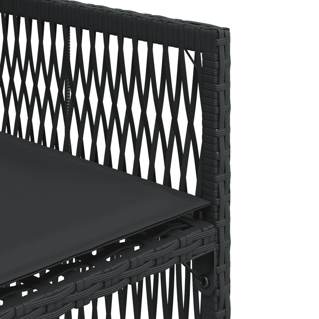 vidaXL 11 Piece Garden Dining Set with Cushions Black Poly Rattan 5