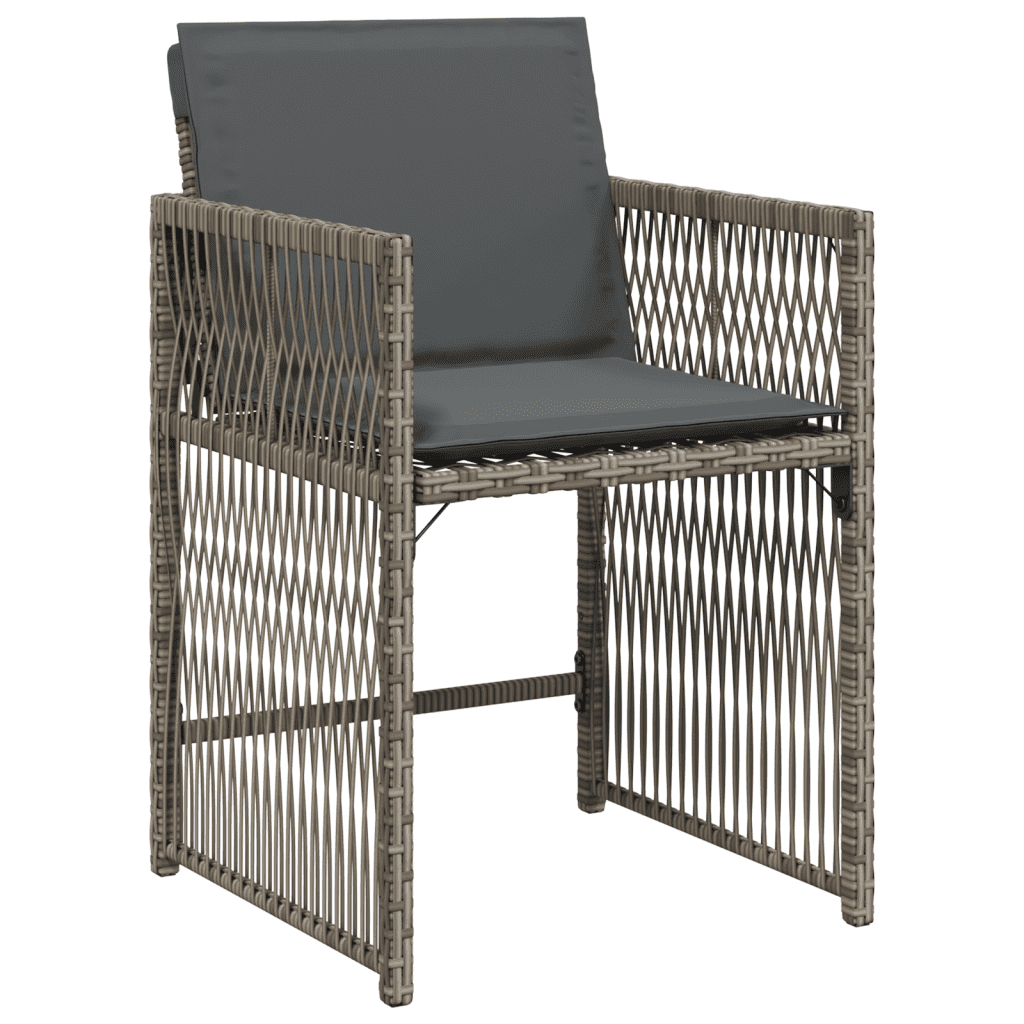 vidaXL 11 Piece Garden Dining Set with Cushions Grey Poly Rattan 3