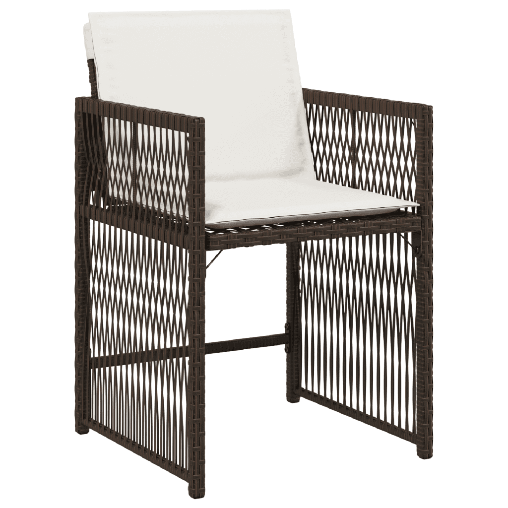vidaXL 9 Piece Garden Dining Set with Cushions Brown Poly Rattan 3