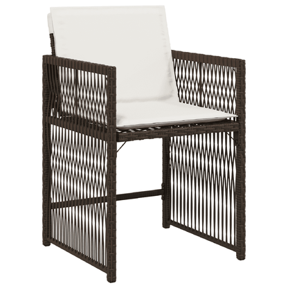 vidaXL 9 Piece Garden Dining Set with Cushions Brown Poly Rattan 3