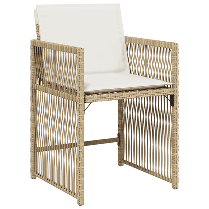17 Piece Garden Dining Set with Cushions Poly Rattan 16 Beige