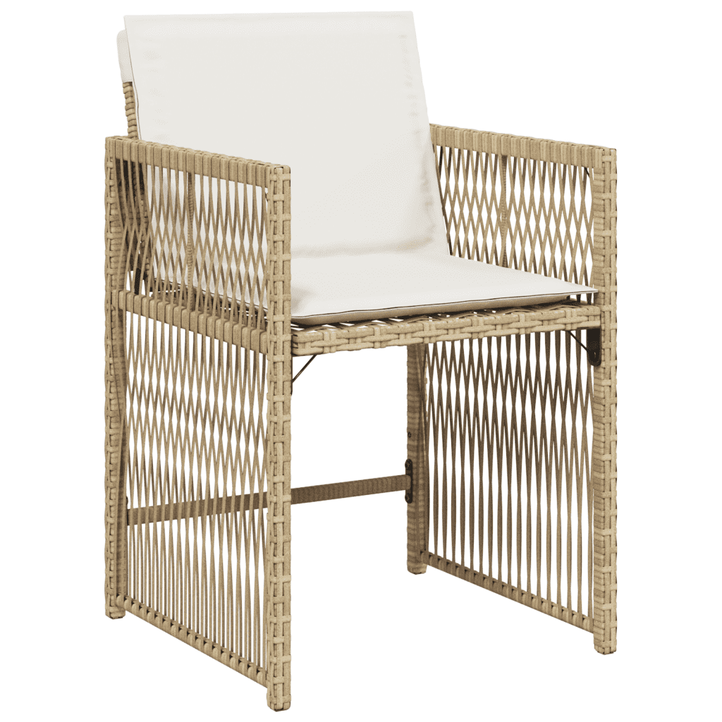 11 Piece Garden Dining Set with Cushions Poly Rattan 10 Beige