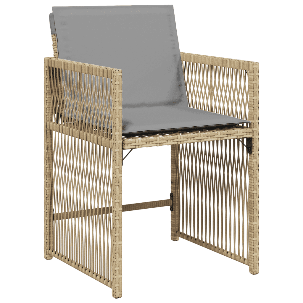 vidaXL 11 Piece Garden Dining Set with Cushions Mix Beige Poly Rattan 3