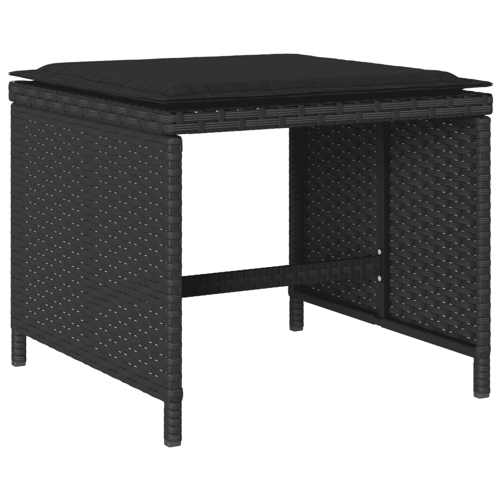 vidaXL 15 Piece Garden Dining Set with Cushions Black Poly Rattan 4