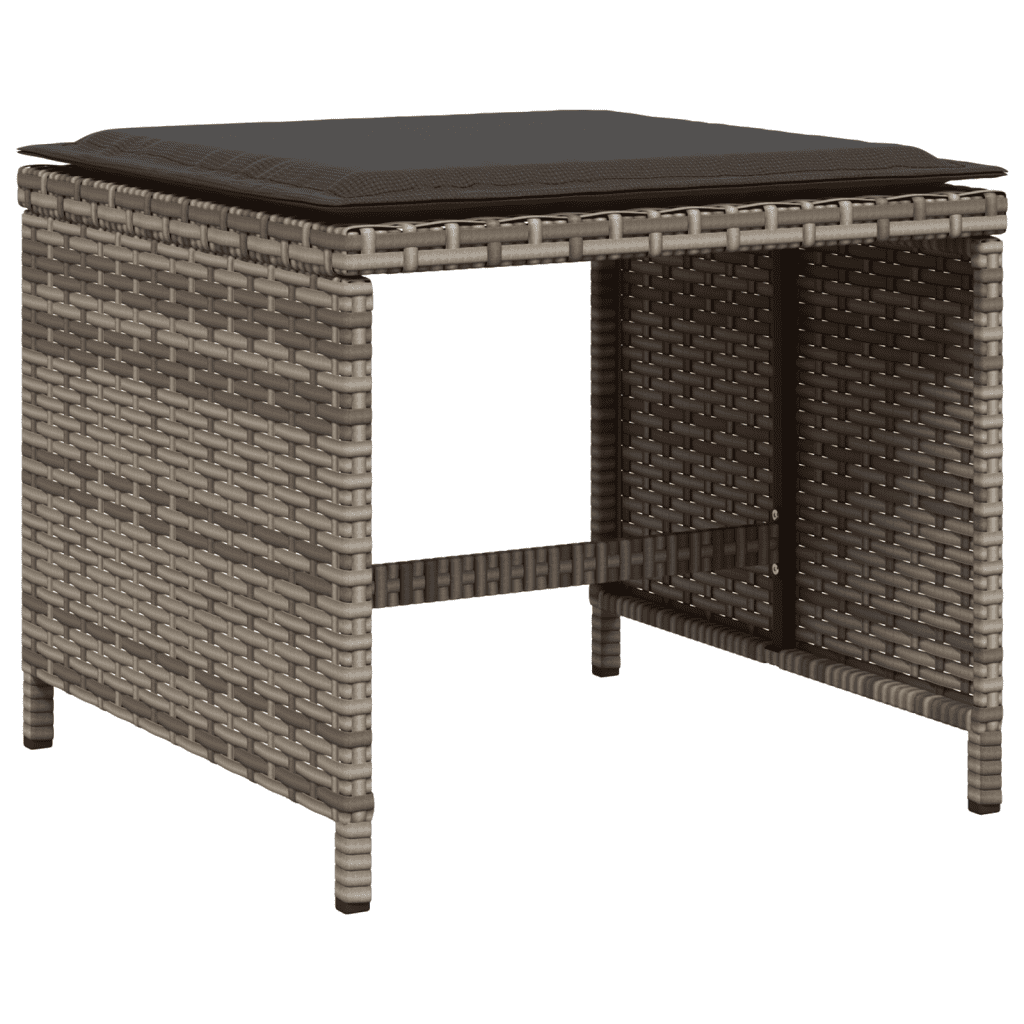 vidaXL 15 Piece Garden Dining Set with Cushions Grey Poly Rattan 3