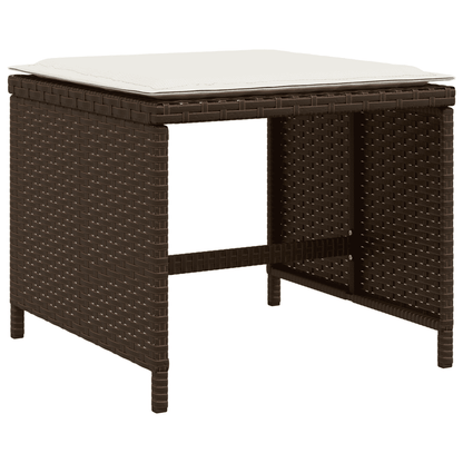 vidaXL 15 Piece Garden Dining Set with Cushions Brown Poly Rattan 4