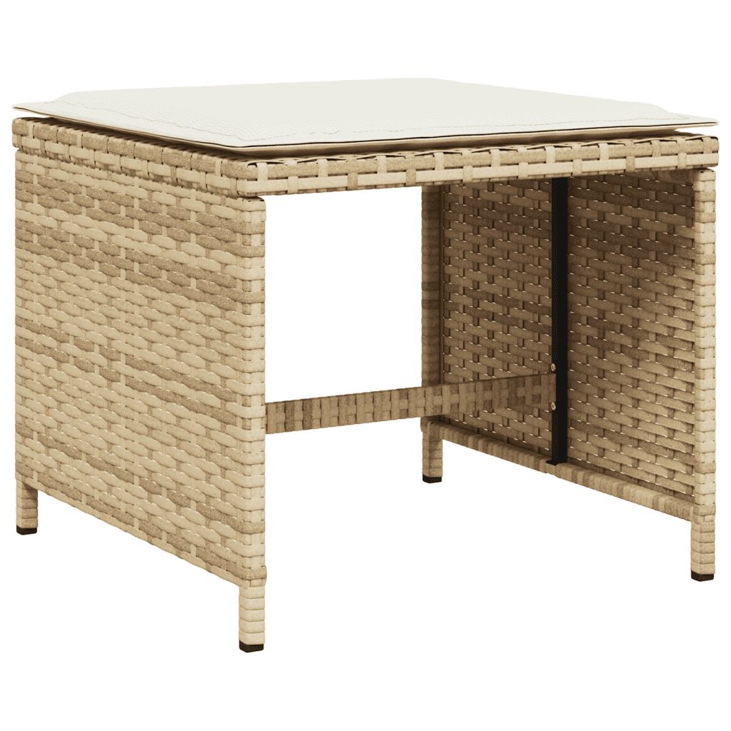 vidaXL 13 Piece Garden Dining Set with Cushions Beige Poly Rattan 3