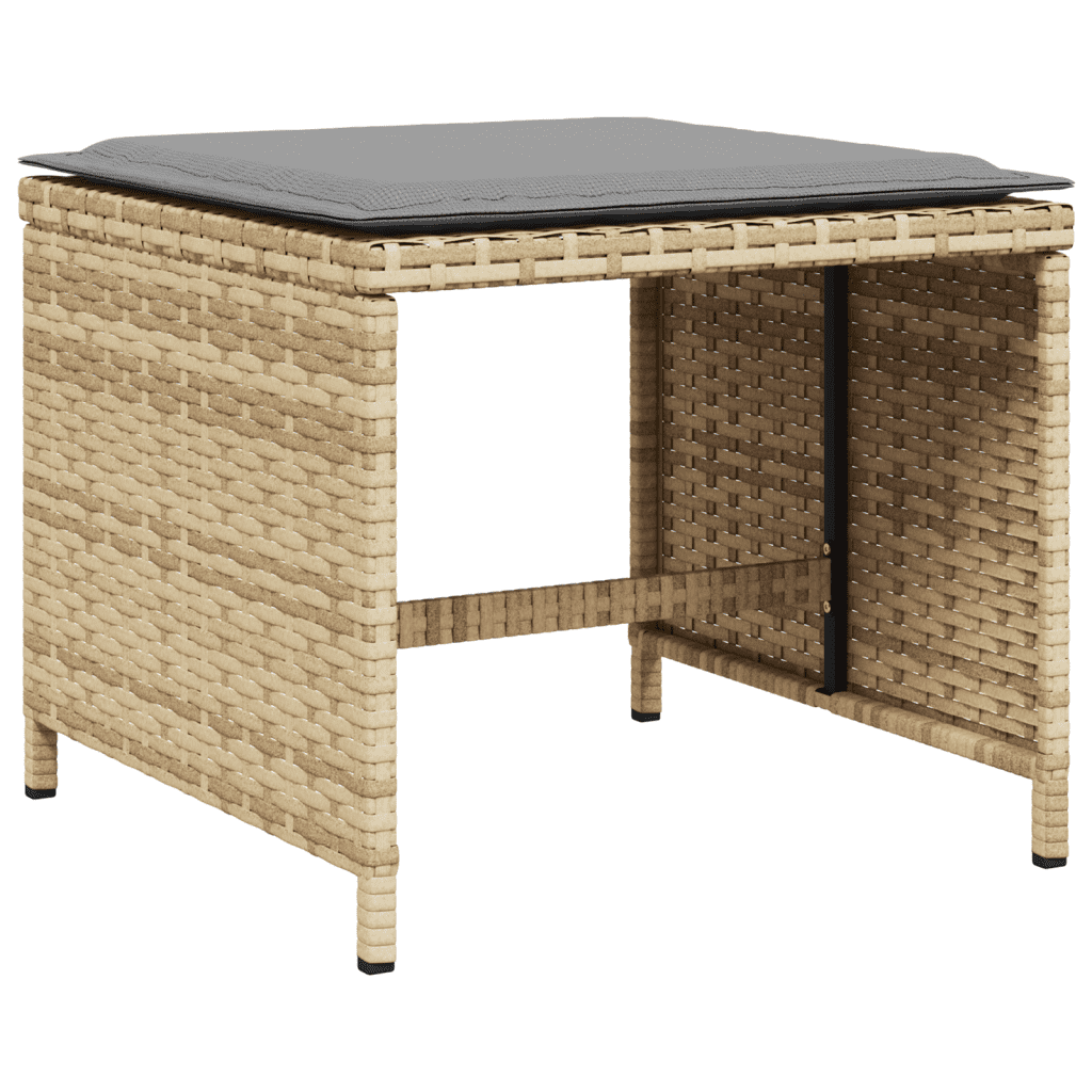 vidaXL 13 Piece Garden Dining Set with Cushions Mix Beige Poly Rattan 3