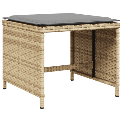 vidaXL 13 Piece Garden Dining Set with Cushions Mix Beige Poly Rattan 3