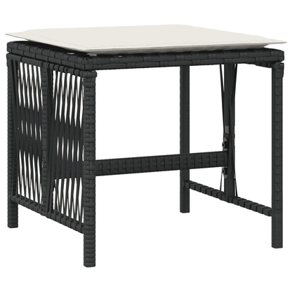 17 Piece Garden Dining Set with Cushions Poly Rattan Glass 16 Black and cream