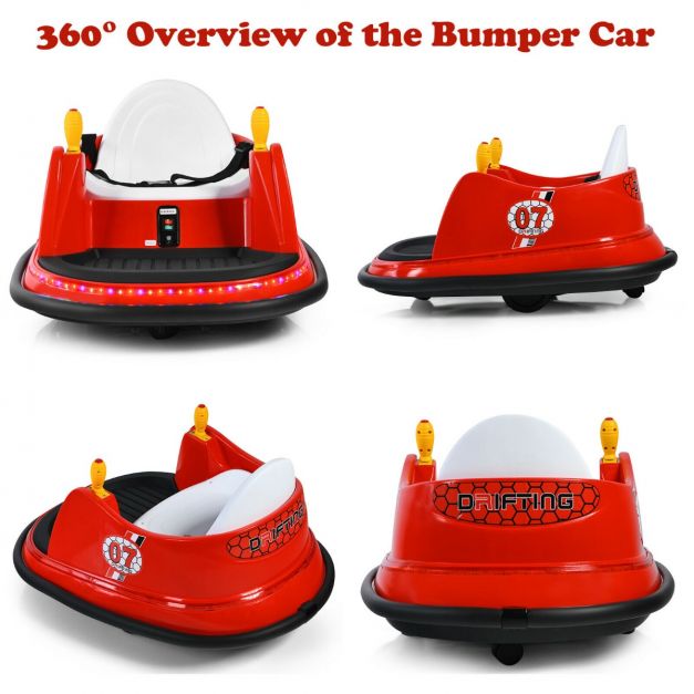 Kids Ride-On Bumper Car with Colorful Flashing Lights and Music-Red
