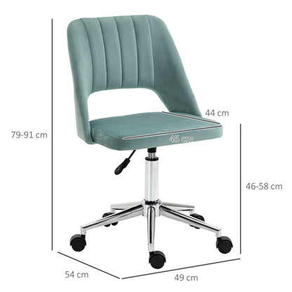 Vinsetto Swivel Office Chair Velvet Fabric Scallop Shape Computer Desk Chair, Green