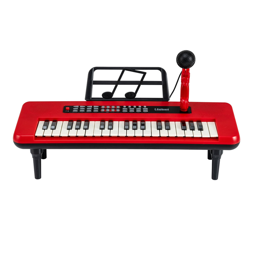 37 Keys Kids Portable Piano Keyboard with Microphone and Music Stand-Red