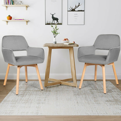 2 Pieces Retro Styled Velvet Chairs-Grey