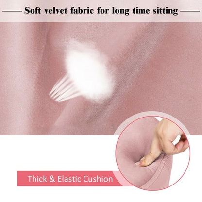 Velvet Modern Round Footstool Ottoman Makeup Dressing Chair-Pink