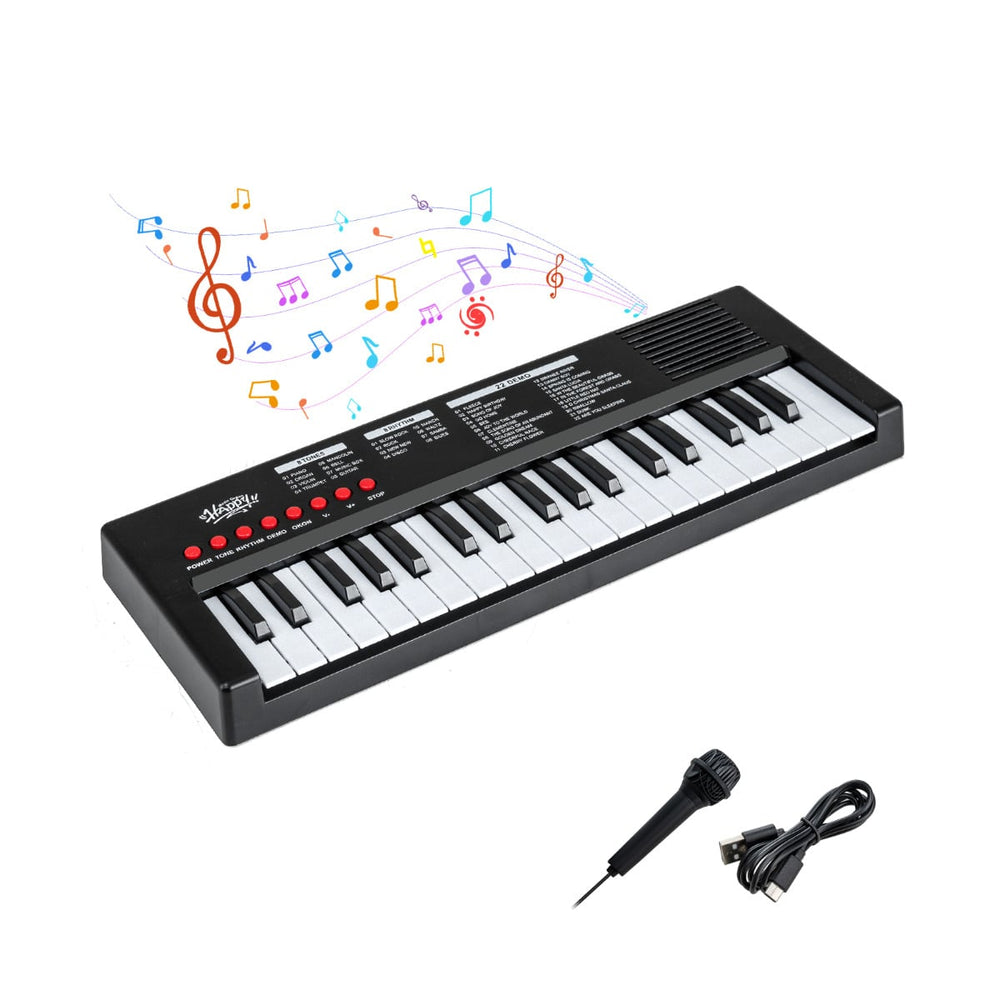 37 Keys Kids Piano Keyboard with Microphone Portable Electric Piano for Toddlers-Black