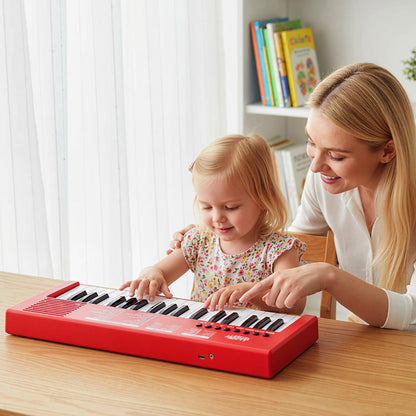 37 Keys Kids Piano Keyboard with Microphone Portable Electric Piano for Toddlers-Red