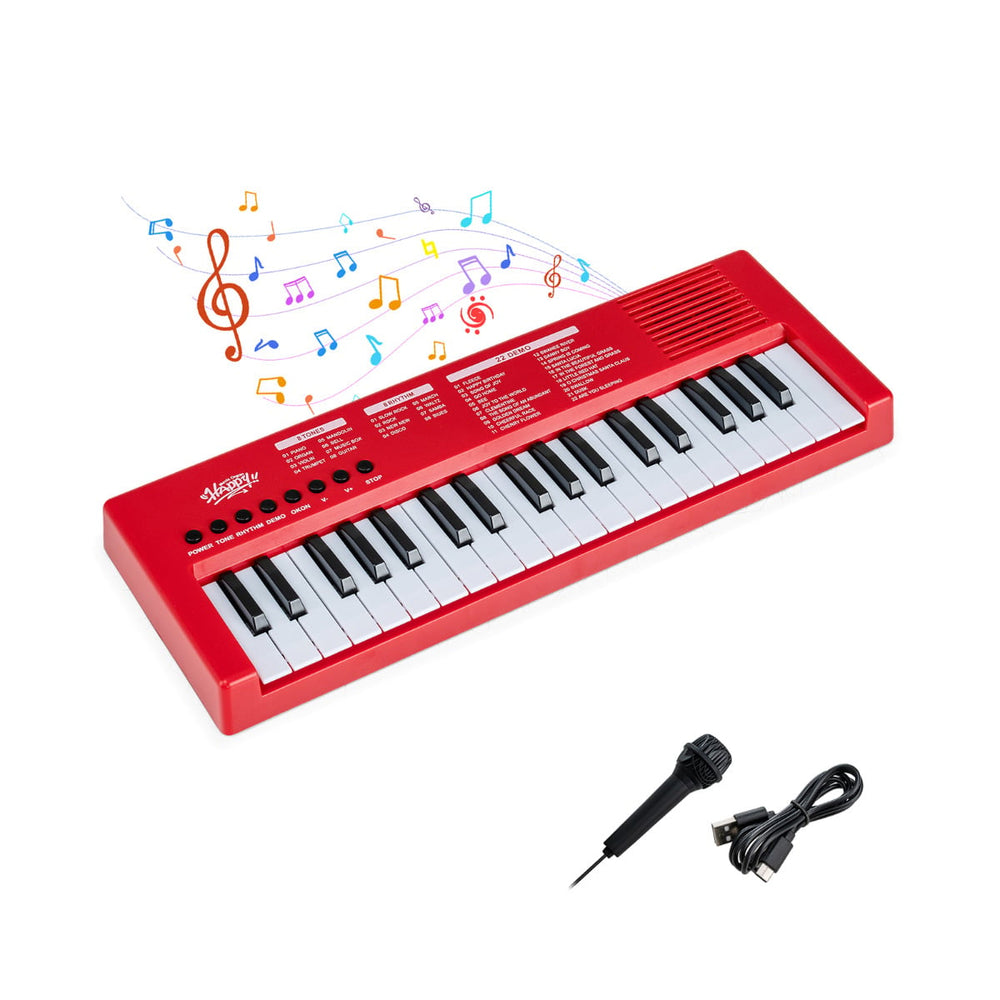 37 Keys Kids Piano Keyboard with Microphone Portable Electric Piano for Toddlers-Red