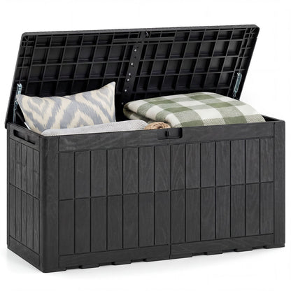 380 L Outdoor Deck Box All-Weather Lockable Storage Bin with Lid and Handles-Black