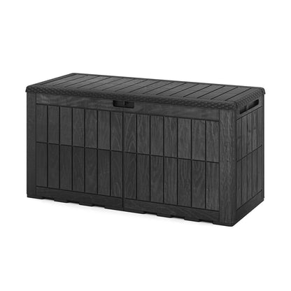 380 L Outdoor Deck Box All-Weather Lockable Storage Bin with Lid and Handles-Black