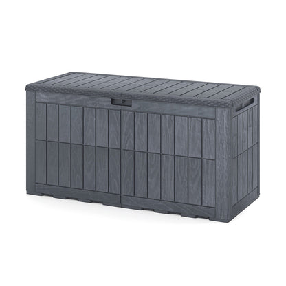 380 L Outdoor Deck Box All-Weather Lockable Storage Bin with Lid and Handles-Grey