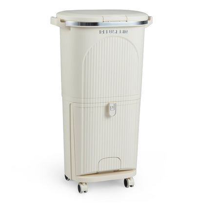 38L Kitchen Trash Can Sorting Garbage Bin with Lid 2 Detachable Buckets-Beige