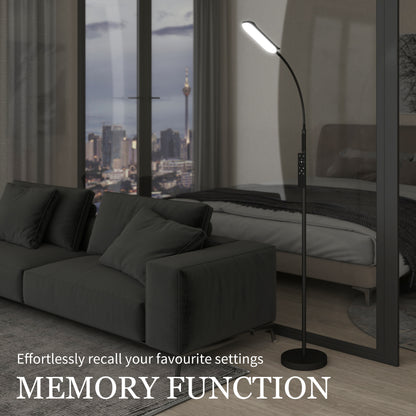 HOMCOM LED Floor Lamp, Standing Lamp with Remote & Touch Control, Stepless Dimmable Colours Temperature & Brightness, 360Â° Adjustable Gooseneck, 1 Hour Timer, Memory Function for Living Room, Black