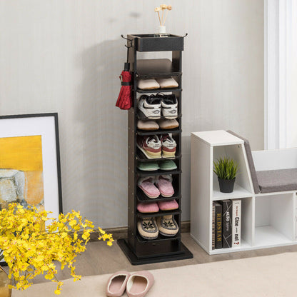 11 Tier 360° Rotating Shoe Organiser with 2 Hooks-Black