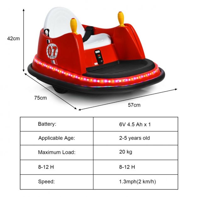 Kids Ride-On Bumper Car with Colorful Flashing Lights and Music-Red