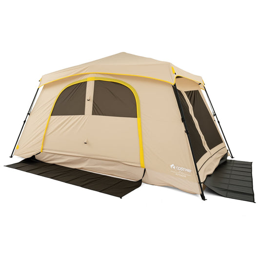 399 x 267 cm 10 Person Instant Cabin Camping Tent with Rainfly-Brown