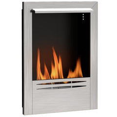 HOMCOM Stainless Steel Ethanol Fireplace Insert, Bioethanol Fire, Indoor Ethanol Burner with 0.9 Litres Volume, Cover Lid, Burns for Up to 3.3 Hours, 48 x 59 cm, Silver
