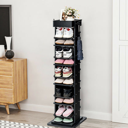 11 Tier 360° Rotating Shoe Organiser with 2 Hooks-Black