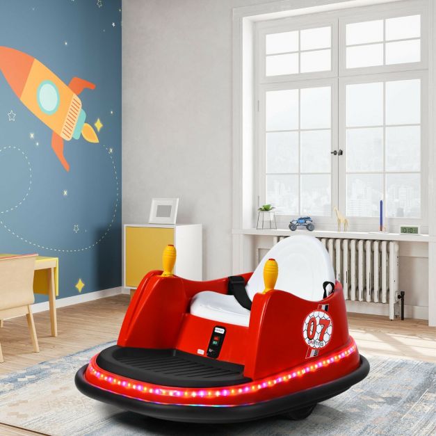 Kids Ride-On Bumper Car with Colorful Flashing Lights and Music-Red