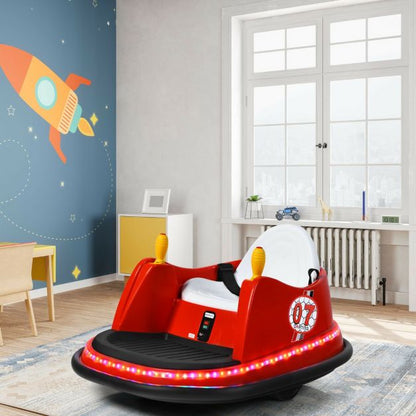 Kids Ride-On Bumper Car with Colorful Flashing Lights and Music-Red