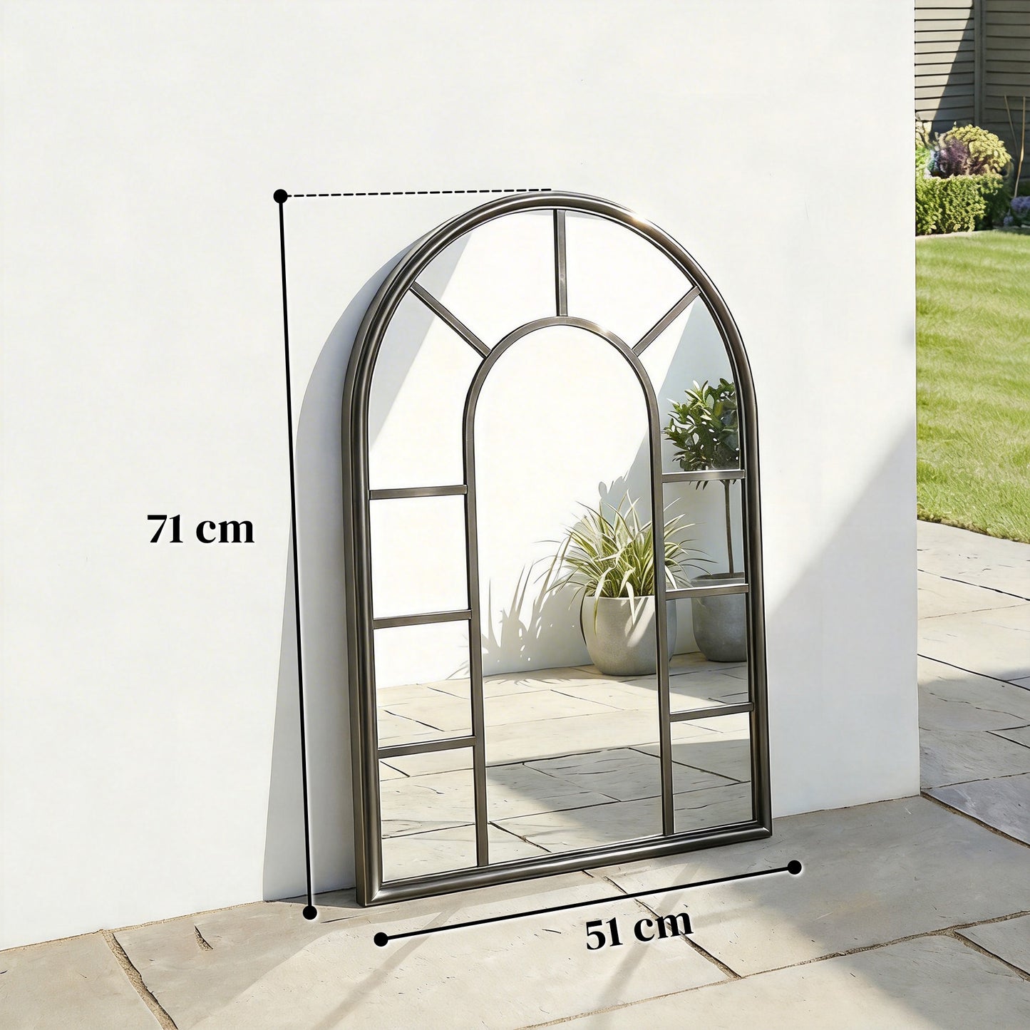 Outsunny Arched Mirror, Shatterproof Acrylic Windowpane Wall Mounted Mirror with Robust Metal Frame, 71 x 51 cm, Black