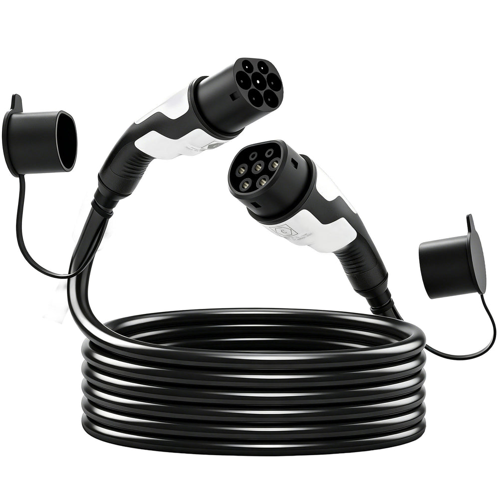 HOMCOM Type 2 EV Charging Cable, 22kW, 32A, Mode 3, 3-Phase, 10m Type 2 to Type 2 EV Extension Cable for EVs, PHEVs