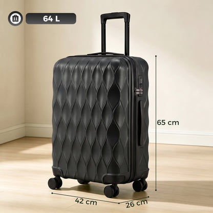 HOMCOM 2-Piece Luggage Set, ABS Hard Shell Carry On Suitcase Set with TSA Lock, USB Port, Spinner Wheels, 12/20 inch, Black