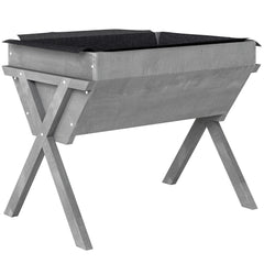 Outsunny Wooden Raised Garden Bed with Bed Liner, Elevated Planter Box with Legs, Light Grey