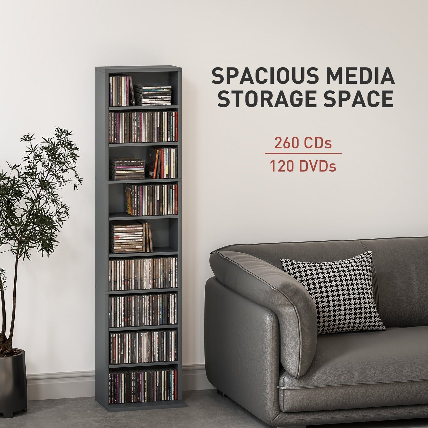 HOMCOM 260 Narrow CD Storage Unit - Grey