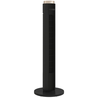 HOMCOM Tower Fan with WiFi App Control, Standing Floor Fan with 3 Speed 4 Modes, 12 Hour Timer and Night Light Black
