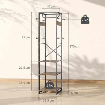 HOMCOM Multi-Storage Clothes Rack - Brown/Black