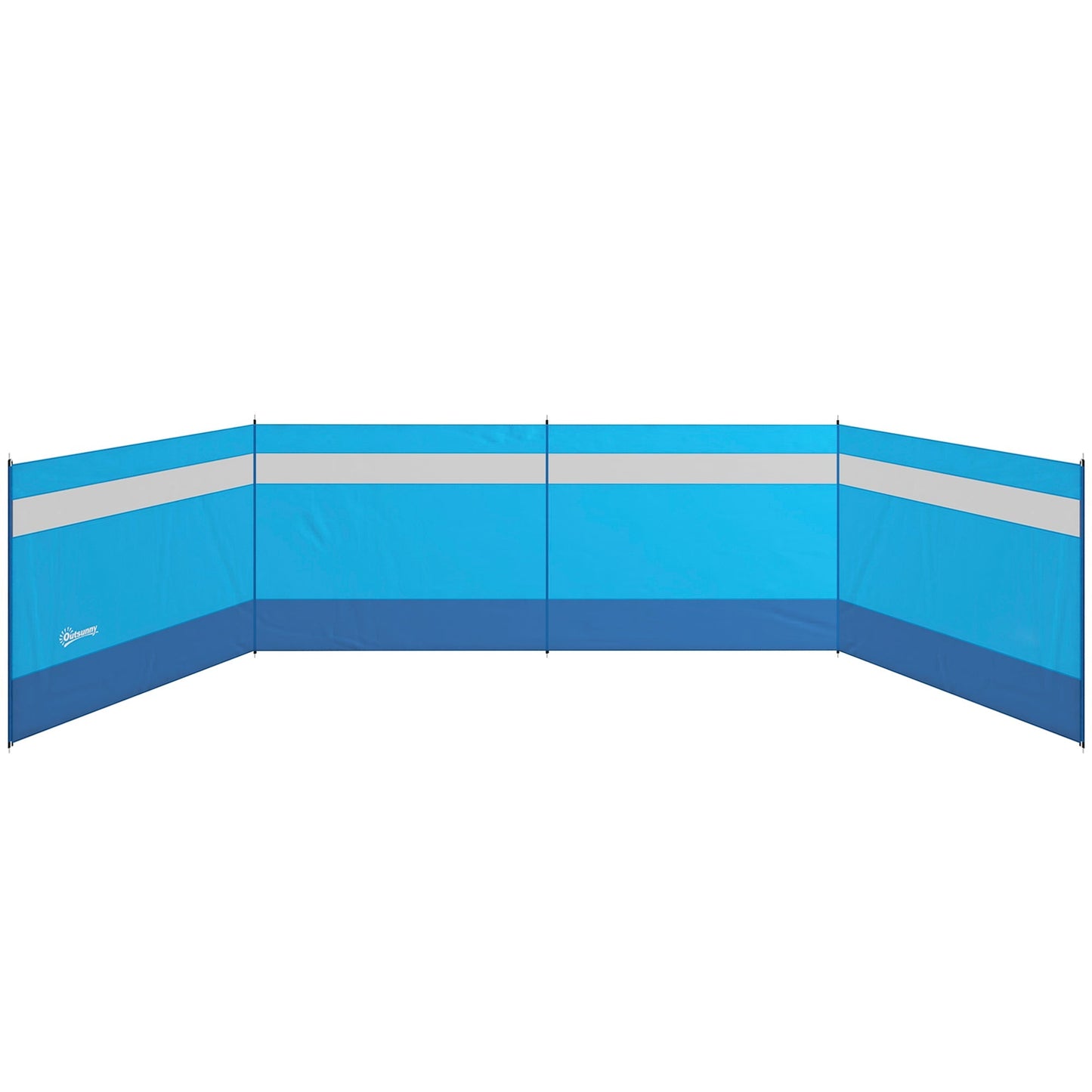 Outsunny Camping Windbreaker with Clear Windows, Carry Bag and Steel Poles, for Beach Caravan Campervan, 725 x 140cm, Blue