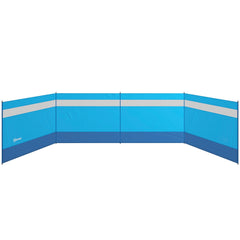 Outsunny Camping Windbreaker with Clear Windows, Carry Bag and Steel Poles, for Beach Caravan Campervan, 725 x 140cm, Blue