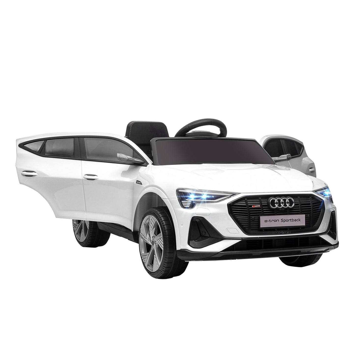 12V Audi Electric Ride-On Car, with Remote Control, Lights, Music, Horn - White