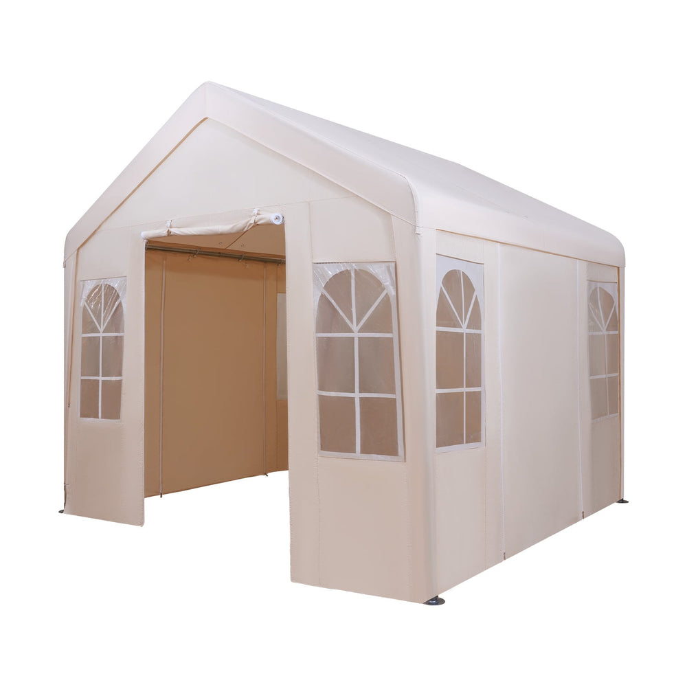 3M x 3M Outdoor Heavy-duty Canopy Tent with 4 Removable Sidewalls and Windows-Beige