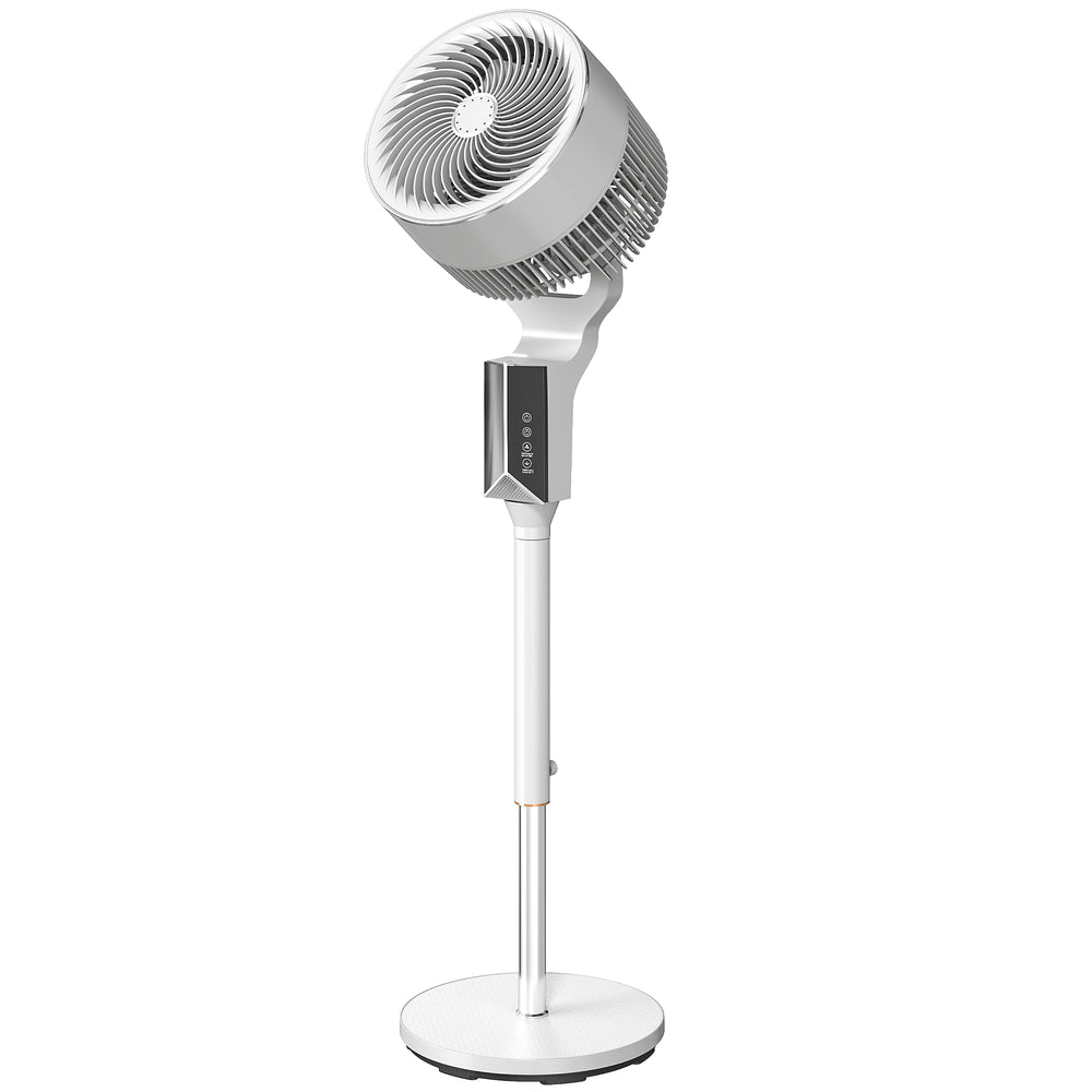 HOMCOM 20 dB Silent Standing Fan for Bedroom, 46" Pedestal Fan with Remote, 85° Oscillating, 8 Speeds, White