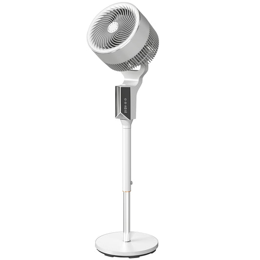 HOMCOM 20 dB Silent Standing Fan for Bedroom, 46" Pedestal Fan with Remote, 85° Oscillating, 8 Speeds, White