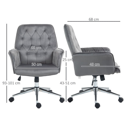 Vinsetto Linen Computer Chair with Armrest, Modern Swivel Chair with Adjustable Height, Dark Grey