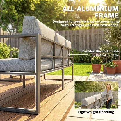 Outsunny 4 Piece Outdoor Garden Furniture Set, Patio Furniture with 3-Seater Sofa, Armchairs and Coffee Table