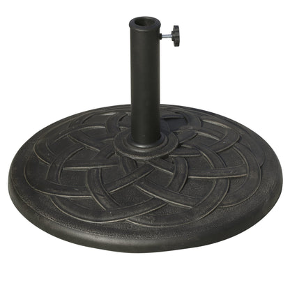 Outsunny 19KG Resin Umbrella Base Garden Parasol Base Stand Round Sun Shade Holder Suitable For Pole Between Î¦38mm to Î¦48mm